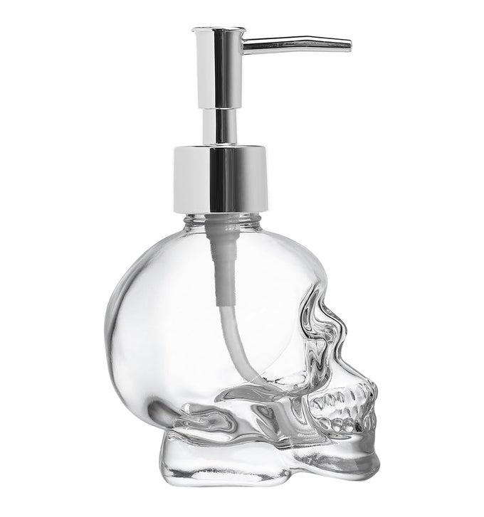 GLASS SKULL SOAP DISPENSER LOTION BOTTLE SOAP BOTTLE WITH PUMP SLIVER