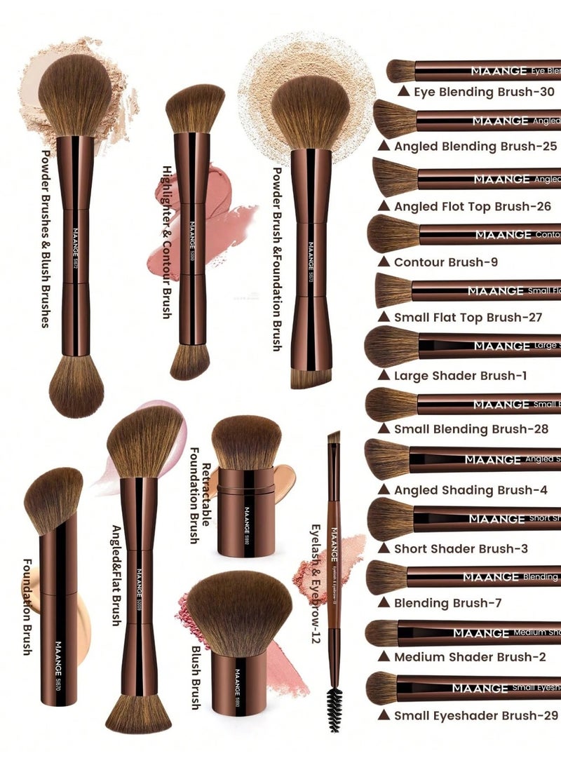 مانجي مجموعة فرش المكياج من مانج، 50 قطعة - تتضمن 20 فرشاة أنبوبية من الألومنيوم الفاخر، وإسفنجة تجميل، ومنافذ بودرة سائبة، ومنصات إزالة المكياج، ومنظف فرش المكياج، وحقيبة مستحضرات تجميل - مجموعة أدوات مكياج احترافية كاملة - Image 3