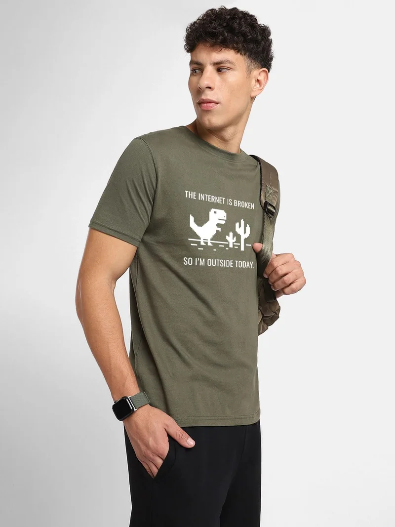 NOBERO  Men's Cotton Graphic T-Shirt Combo - Blue and Olive for Men | Best Price UAE