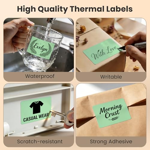 FINDAT 2×3 Inch Green Thermal Labels Vinyl Rectangle Waterproof Direct Printer Stickers Color Self-Adhesive File Folder Label for Name Logo DIY Barcodes Office Address 500 PCS - Image 5