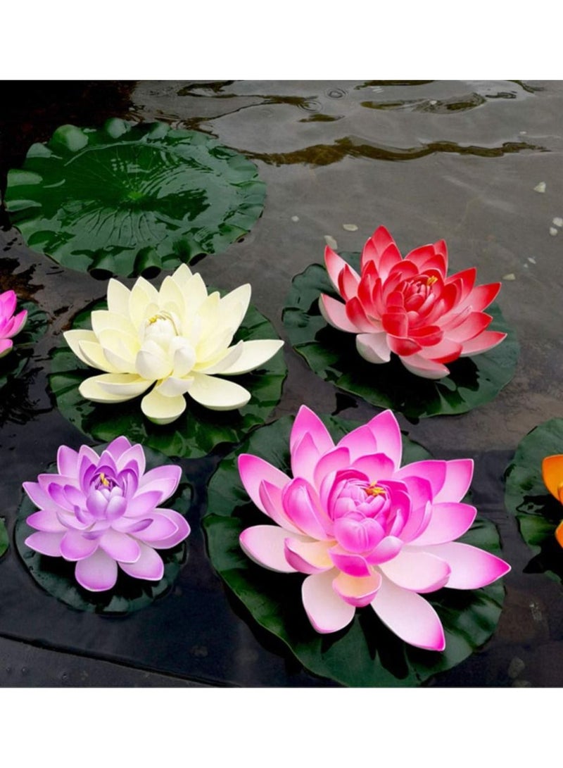 KASTWAVE أزهار اللوتس الصناعية، زينة بركة تزيينية شبيهة بالحياة، لنباتات الماء في حديقة المنزل (5 قطع) - Image 2