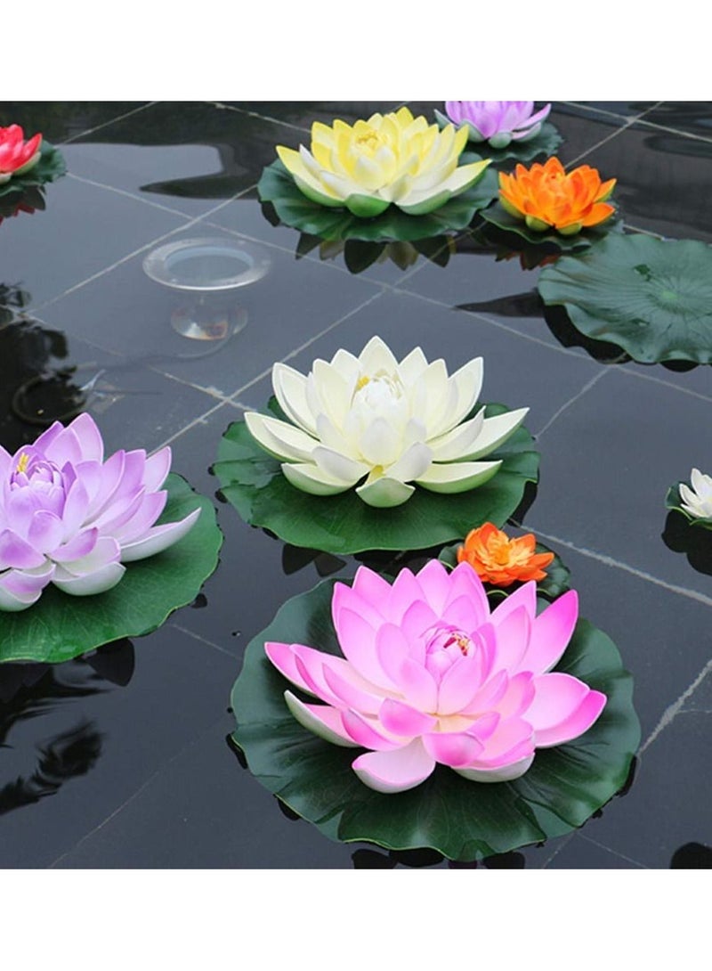 KASTWAVE أزهار اللوتس الصناعية، زينة بركة تزيينية شبيهة بالحياة، لنباتات الماء في حديقة المنزل (5 قطع) - Image 4