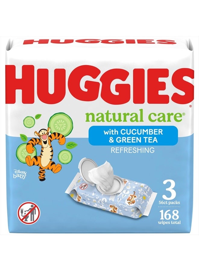 Huggies Natural Care Refreshing Baby Wipes, Hypoallergenic, Scented, 56 Count(Pack of 3) - Image 1