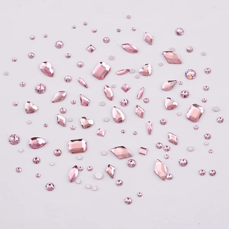 Tisslan 820pcs Pink Flatback Nail Art Shape Rhinestones Mixed Size 1.5-5mm Round Glass Nail Crystals Diamonds Stones Gems for Nail Art Makeup Clothes Shoes Crafts - Image 3