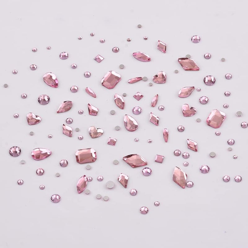 Tisslan 820pcs Pink Flatback Nail Art Shape Rhinestones Mixed Size 1.5-5mm Round Glass Nail Crystals Diamonds Stones Gems for Nail Art Makeup Clothes Shoes Crafts - Image 4