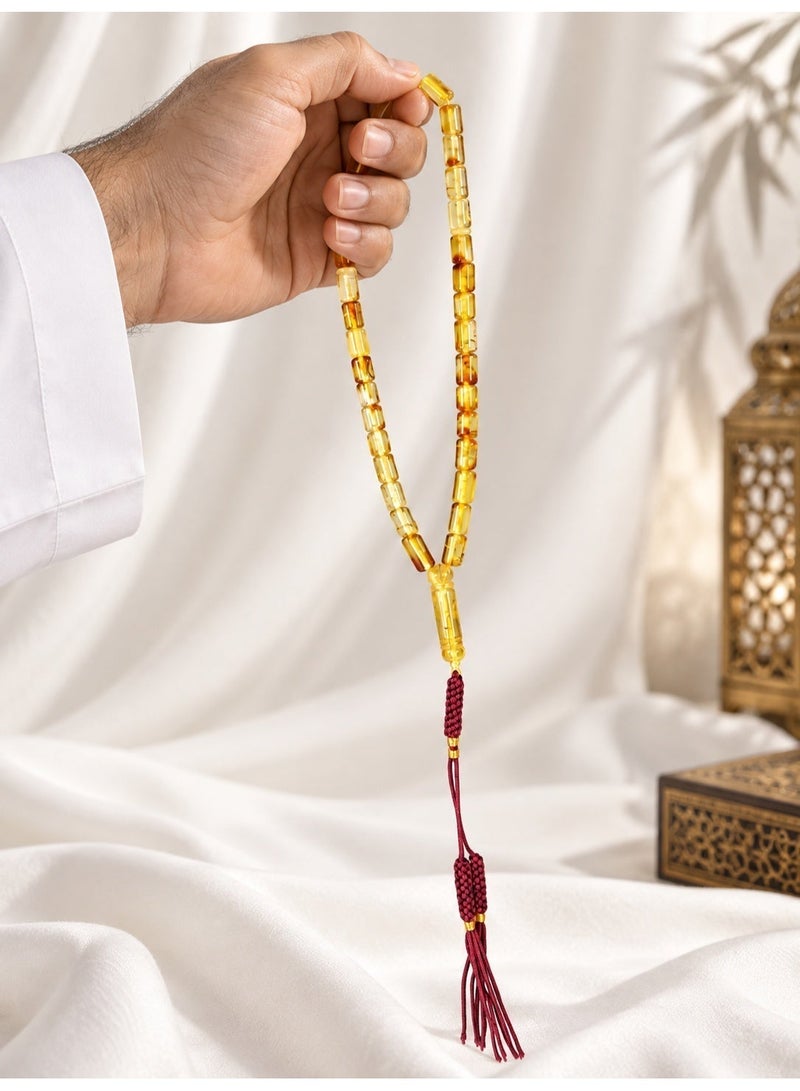 TranquilBeads Natural Baltic Amber Tasbih with Certificate, 33 Beads Misbaha with Gift Box & Handmade Woven Tassel, Muslim Gift for Ramadan, Eid, Hajj & Umrah - Image 2