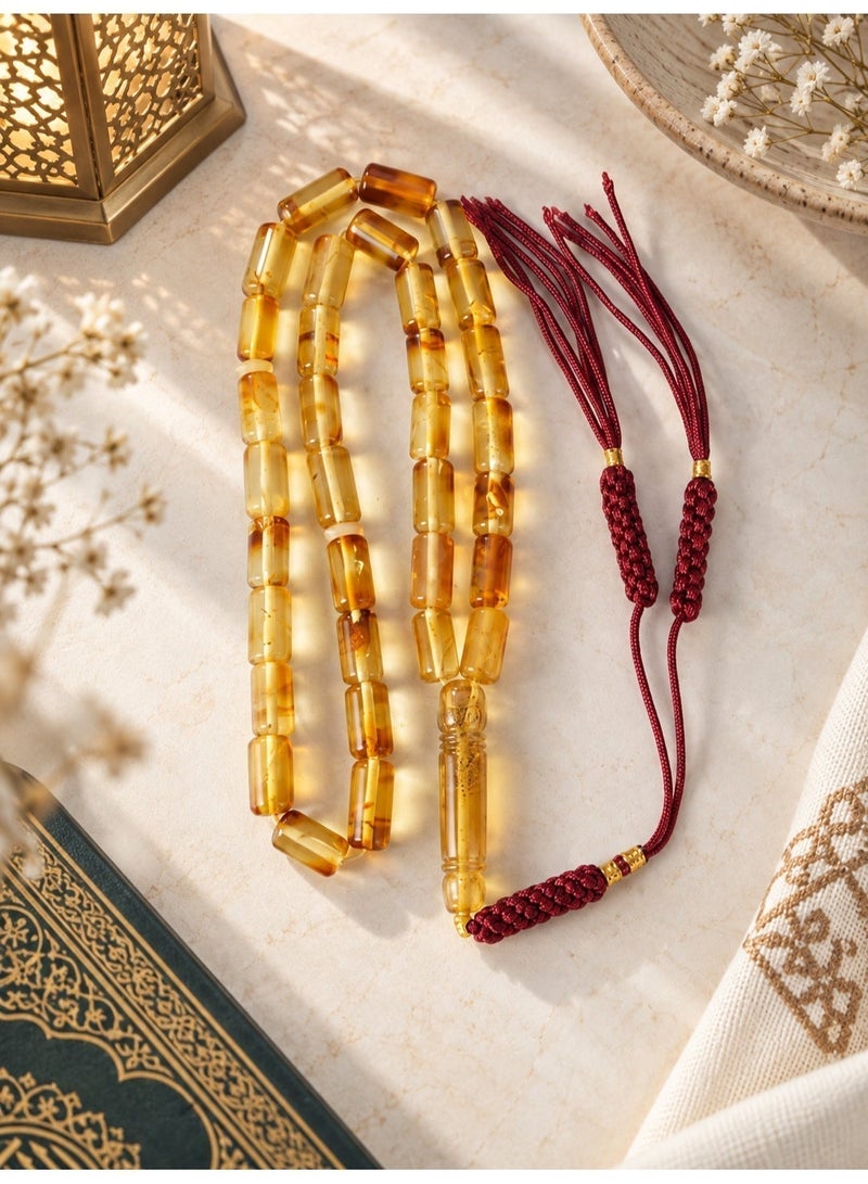 TranquilBeads Natural Baltic Amber Tasbih with Certificate, 33 Beads Misbaha with Gift Box & Handmade Woven Tassel, Muslim Gift for Ramadan, Eid, Hajj & Umrah - Image 4