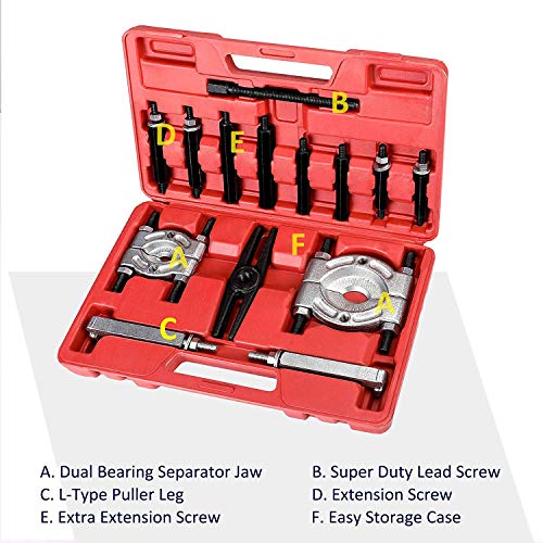 VOLTZ Bearing Puller Capacity Separator Wheel Hub Axle Puller Pinion Removal Splitter Tool Kit DN-D1013 14PCS… - Image 3