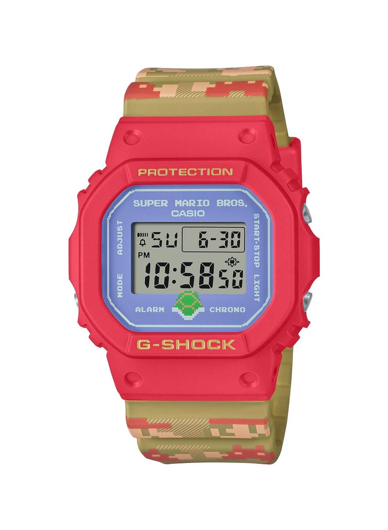 CASIO ساعة G-Shock رقمية بحزام من الراتينج إصدار سوبر ماريو DW-5600SMB-4DR - Image 1