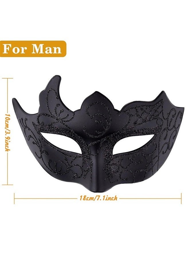 ZVEV 2 Pcs Couple Masquerade Mask Set Venetian Party Mask Costume Mask Fancy Dress Mask for Women Men (Black)  - Image 2