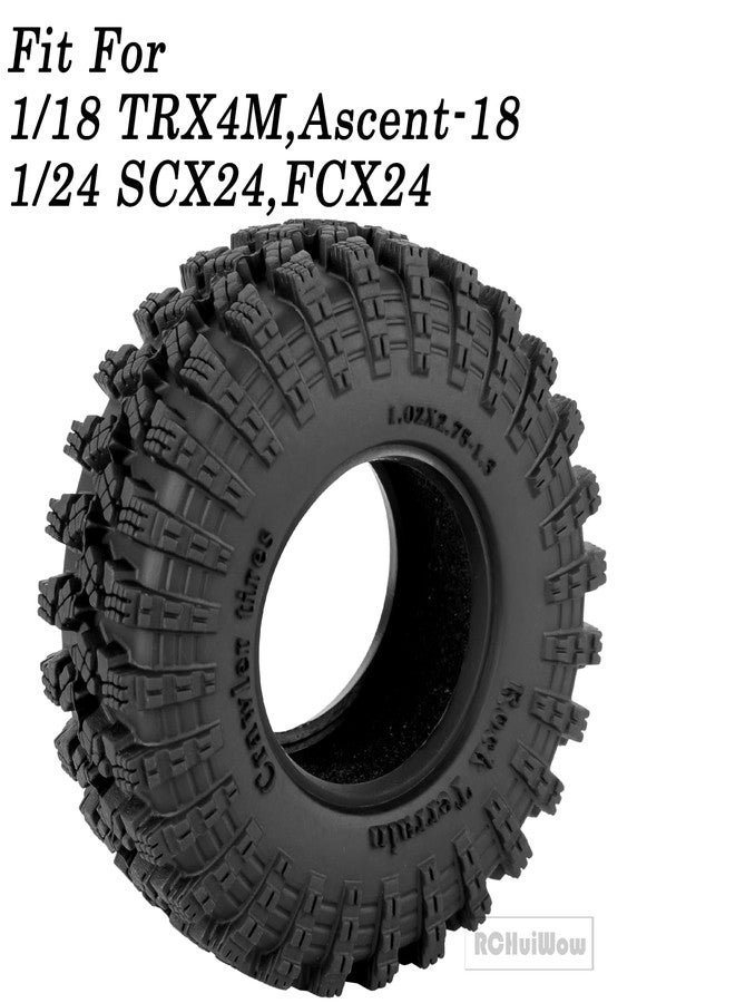 RCHuiWow 1.3" RC Crawler Tire Skins، إطارات مطاطية ناعمة لاصقة متعددة التضاريس (70 * 26 مم) لـ TRX4 SCX24 FCX24 Ascent-18 1/18 1/24 قطع غيار ترقية سيارات التحكم عن بعد للطرق الوعرة، 4 قطع (النمط C) - Image 2