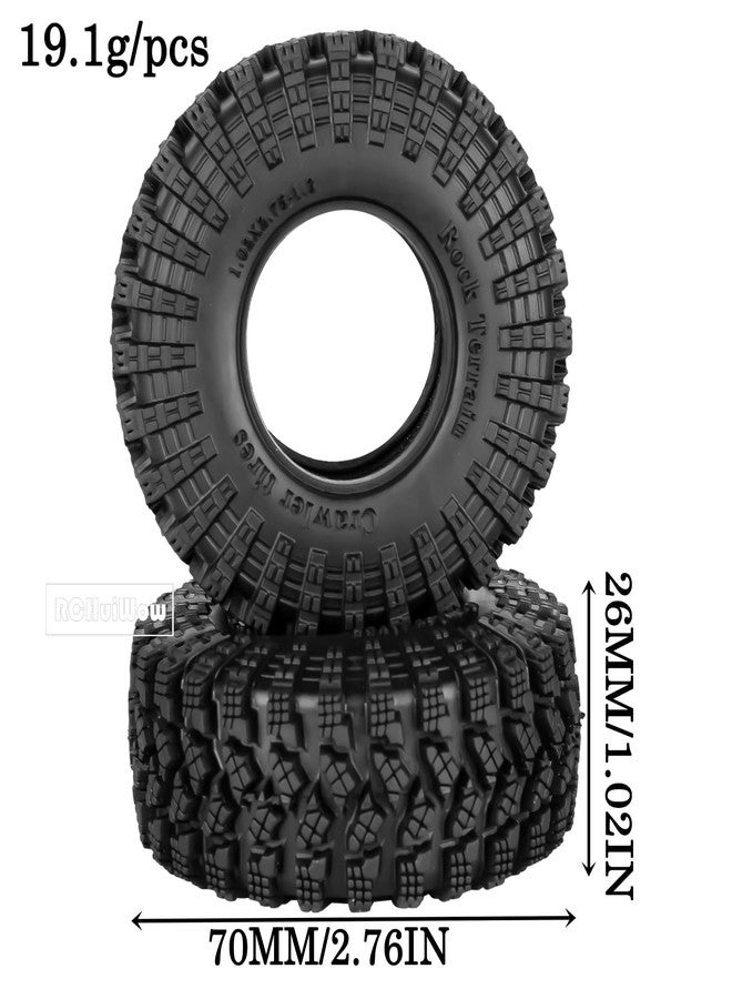 RCHuiWow 1.3" RC Crawler Tire Skins، إطارات مطاطية ناعمة لاصقة متعددة التضاريس (70 * 26 مم) لـ TRX4 SCX24 FCX24 Ascent-18 1/18 1/24 قطع غيار ترقية سيارات التحكم عن بعد للطرق الوعرة، 4 قطع (النمط C) - Image 3