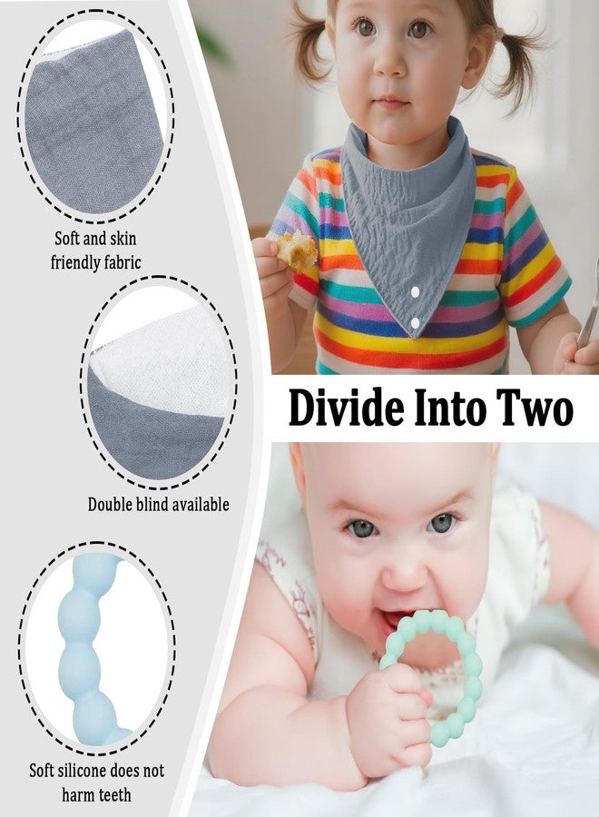 CUXFLS Baby 3-Piece Drool Towel and 2-Piece Teething Kit, 100% Cotton, Including Detachable Snap Fasteners, Soft and Skin Friendly - Color1 - Image 2