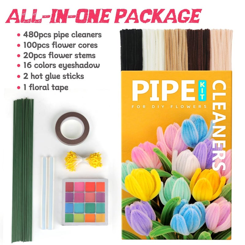 IOOLEEM Pipe Cleaners, 480pcs Brown, Flower Making, Arts and Craft Supplies, Ideas for Art Project Activity. - Image 2