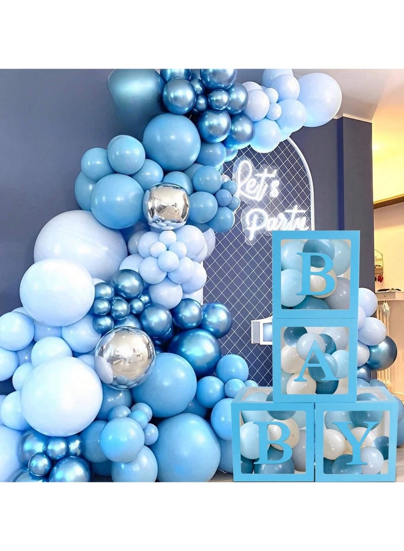 Birthday Party Decoration Balloon Boxes, 4 Transparent Balloon for Balloon Boxes with Letter Baby,Baby Boxes for Baby Shower Decorations Bridal Shower Decorations Decor(Blue)  - Image 5