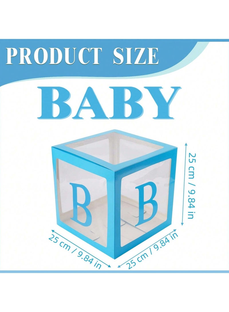 Birthday Party Decoration Balloon Boxes, 4 Transparent Balloon for Balloon Boxes with Letter Baby,Baby Boxes for Baby Shower Decorations Bridal Shower Decorations Decor(Blue)  - Image 3
