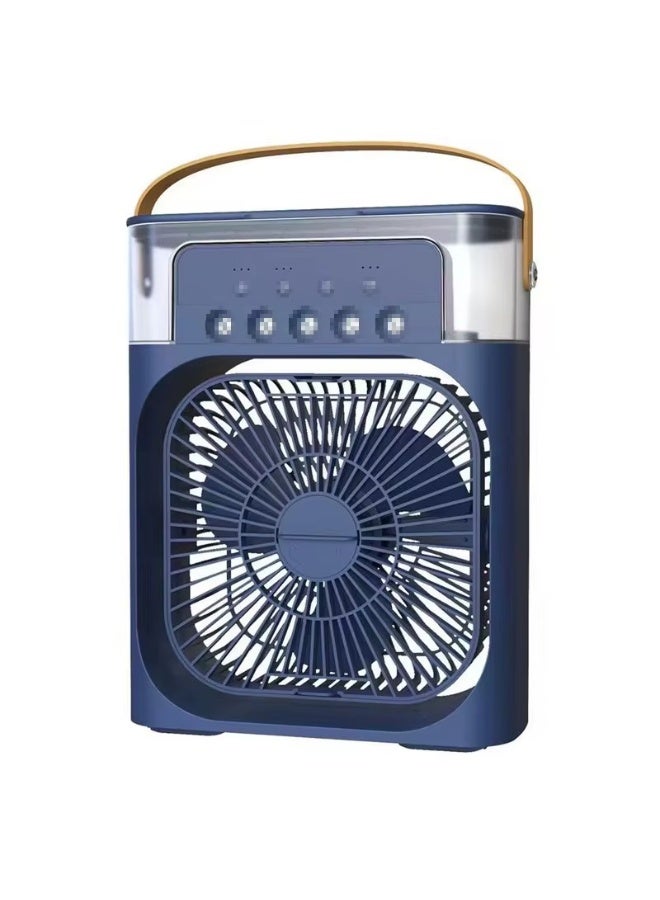 Desk fan with 5 multi-colored spray nozzles, water tank, 3 speeds, night light, and carrying handle for office and home use. - Image 3