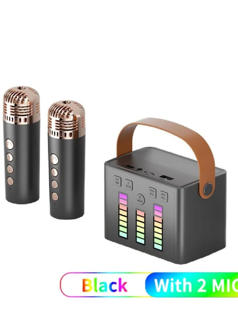 Generic Mini Karaoke Machine with 2 Wireless Microphones Karaoke Machine for Adults and Kids with Wireless Microphones PA Speaker System for Family Party Singing  - Image 1