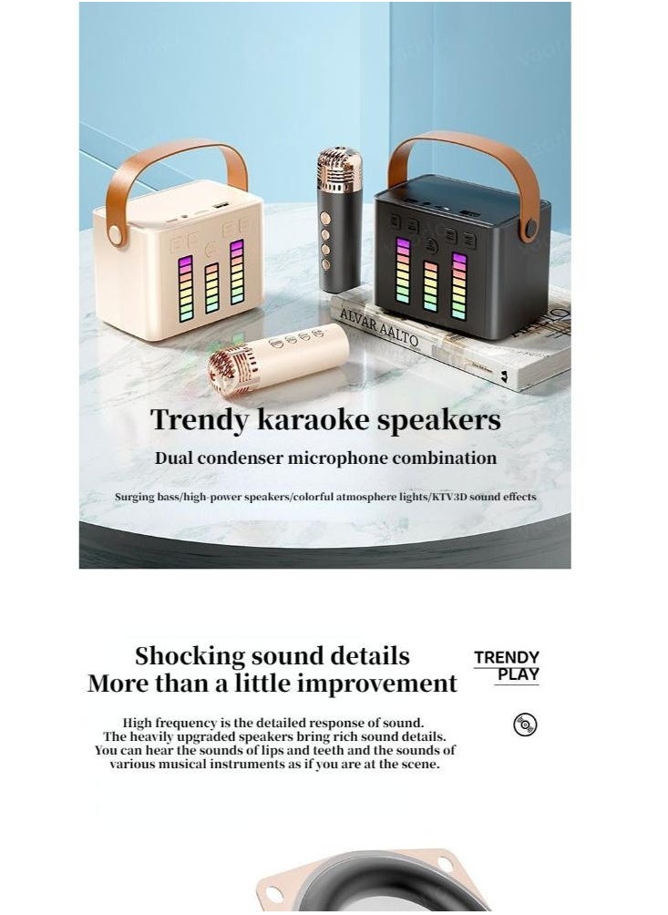Generic Mini Karaoke Machine with 2 Wireless Microphones Karaoke Machine for Adults and Kids with Wireless Microphones PA Speaker System for Family Party Singing  - Image 2