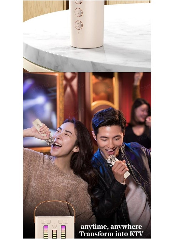 Generic Mini Karaoke Machine with 2 Wireless Microphones Karaoke Machine for Adults and Kids with Wireless Microphones PA Speaker System for Family Party Singing  - Image 4
