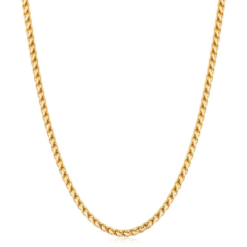 Fiusem 14K Gold Plated Wheat Chain Necklace for Men, 2.5mm 14K Gold Plated Stainless Steel Necklace Chains for Men and Women 18 Inch - Image 1
