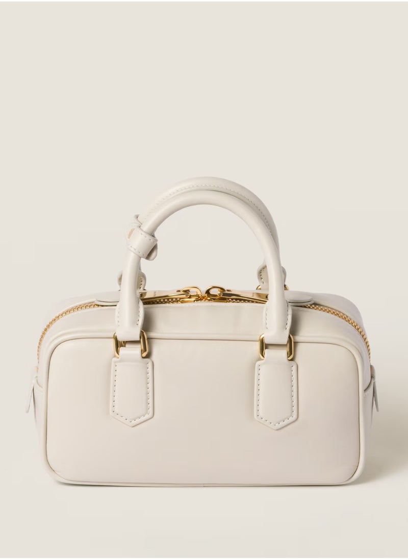 Miu Miu Miu Arcadie Leather Bag, Women's Leather Tote Bag, Women's Leather Shoulder Bag, Women's Leather Cross body Bag, Hand-bag, White  - Image 3