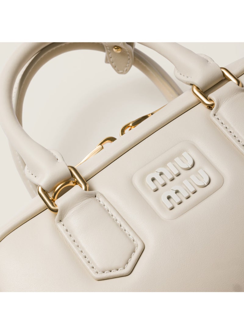 Miu Miu Miu Arcadie Leather Bag, Women's Leather Tote Bag, Women's Leather Shoulder Bag, Women's Leather Cross body Bag, Hand-bag, White  - Image 5