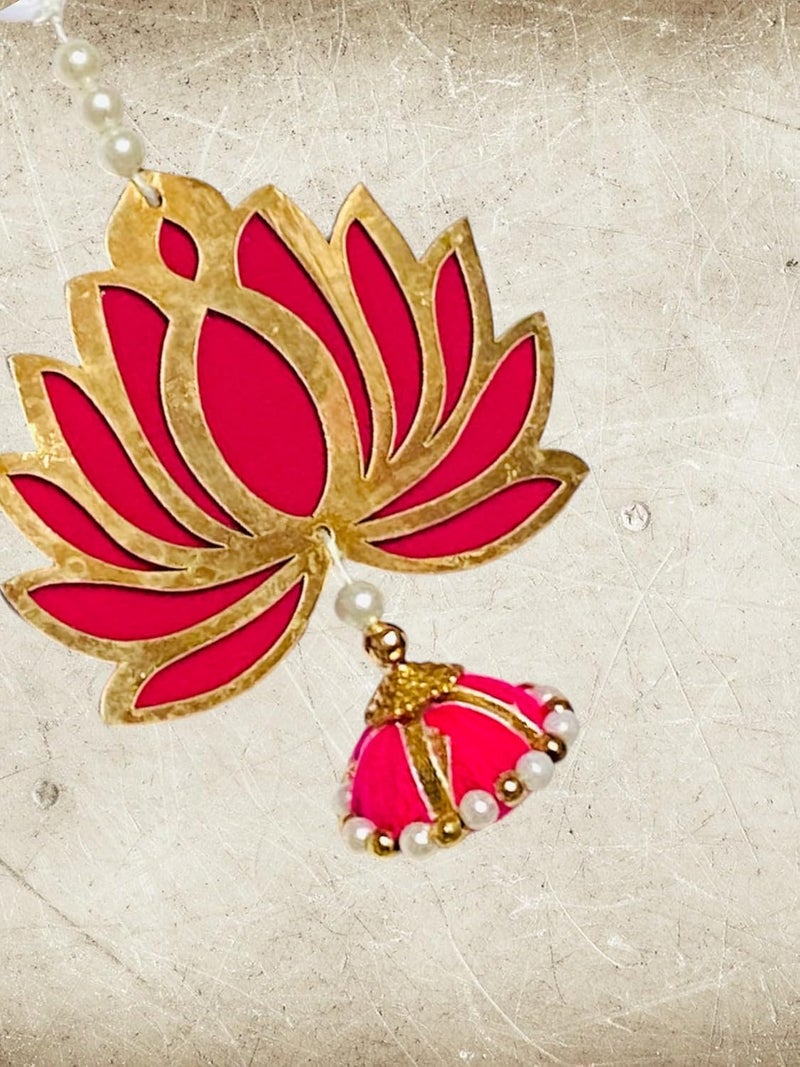Evisha Evisha 6 Pcs Lotus Shape Wooden Door Hanging Toran Bandhanwar for Diwali Decoration Home Decor Festive Decoration Pooja Mandir Temple Back Drop Hanging - Image 3