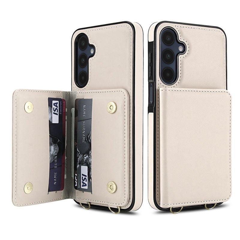 إيروريكس جراب هاتف جلدي مزدوج الإبزيم لهاتف Samsung Galaxy A16 5G مزود بخاصية RFID (أبيض) - Image 2