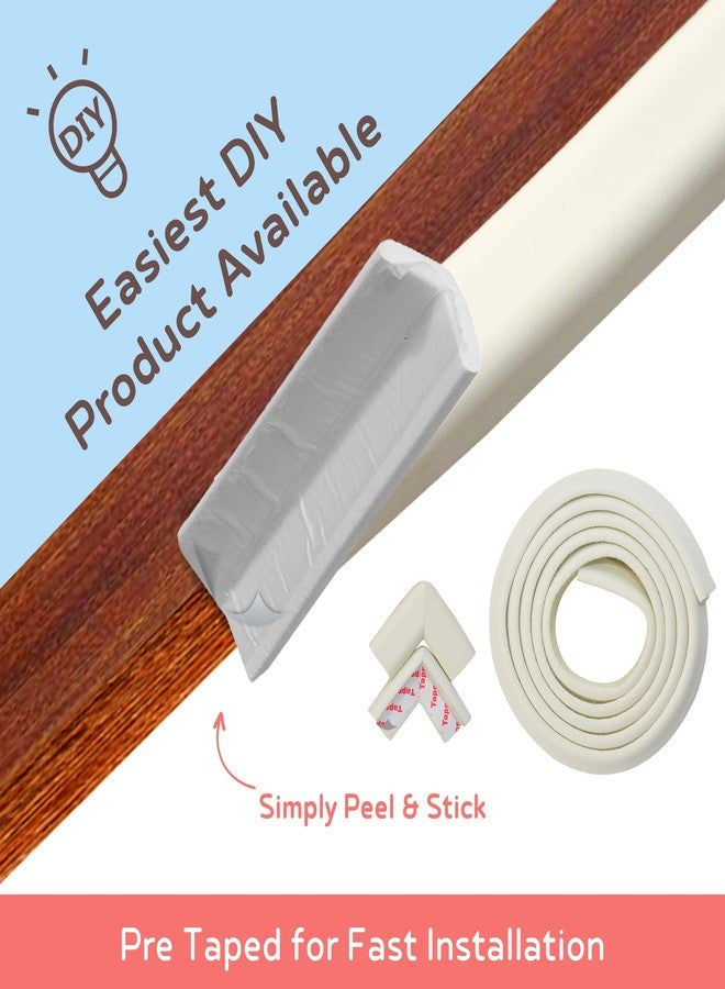 BabySafeHouse Pre-Taped Furniture Edge Guard and Corner Protector – 6.5ft Edge + 4 Corner Guards and Cow Shape Door Stopper (White Color) for Baby Proofing & Child Safety - Image 2