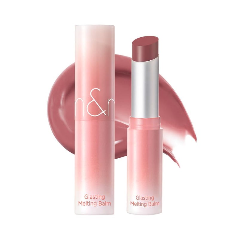 rom&nd GLASTING MELTING BALM #12 Veiled Rose - Hydrating Tinted Lip Balm & Gloss Stick | Sheer Muted Rose Nude, Crystal Water-Gloss Shine | Non-Sticky K-Beauty for Plump, Moisturized Lips - Image 1