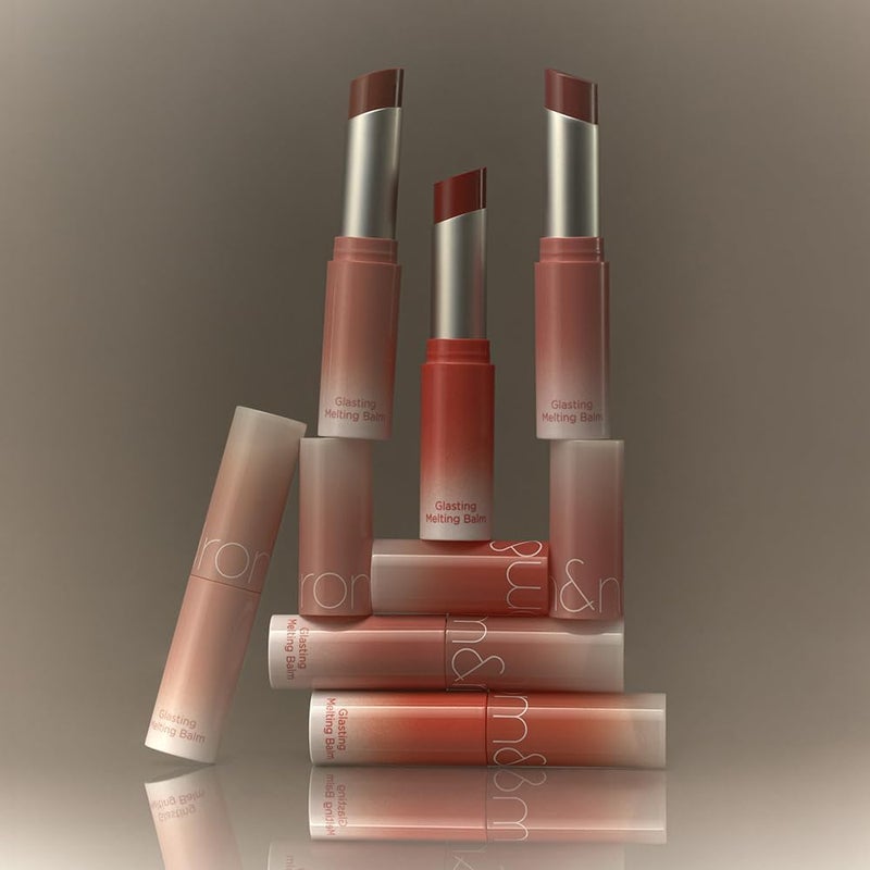 rom&nd GLASTING MELTING BALM #12 Veiled Rose - Hydrating Tinted Lip Balm & Gloss Stick | Sheer Muted Rose Nude, Crystal Water-Gloss Shine | Non-Sticky K-Beauty for Plump, Moisturized Lips - Image 4
