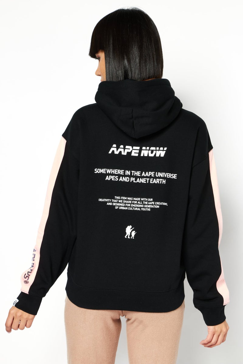 Aape By A Bathing Ape Women Sportswear Fit Outdoor Hooded Sweatshirt, Black - Image 3