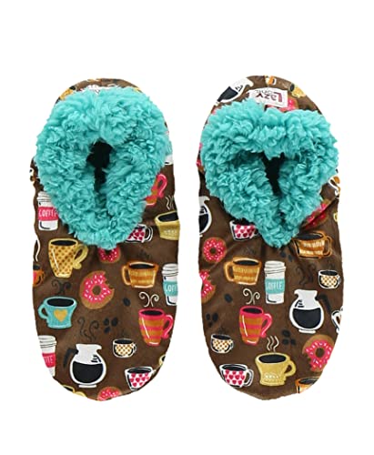Lazy One Fuzzy Feet Slippers for Women, Cute Fleece-Lined House Slippers, Coffee, Latte Sleep, Donut, Non-Skid - Image 1