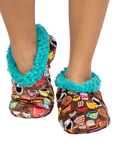 Lazy One Fuzzy Feet Slippers for Women, Cute Fleece-Lined House Slippers, Coffee, Latte Sleep, Donut, Non-Skid - Image 3