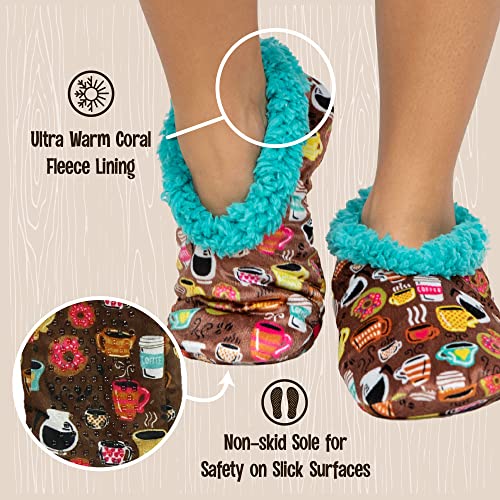 Lazy One Fuzzy Feet Slippers for Women, Cute Fleece-Lined House Slippers, Coffee, Latte Sleep, Donut, Non-Skid - Image 5