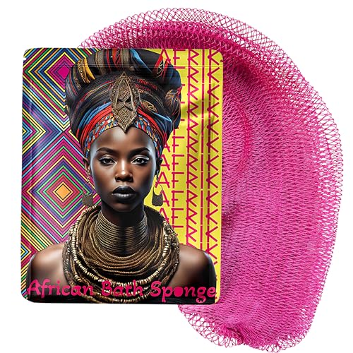 AFRIKI African Net Sponge, Premium Authentic Exfoliating Body Scrubber, Extra Long Stretch Bath Sponge for Shower, Deep Exfoliating Washcloth for Smooth Skin, 1 Pack (Camelia) - Image 1
