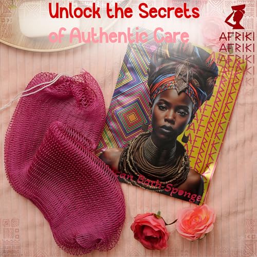 AFRIKI African Net Sponge, Premium Authentic Exfoliating Body Scrubber, Extra Long Stretch Bath Sponge for Shower, Deep Exfoliating Washcloth for Smooth Skin, 1 Pack (Camelia) - Image 4