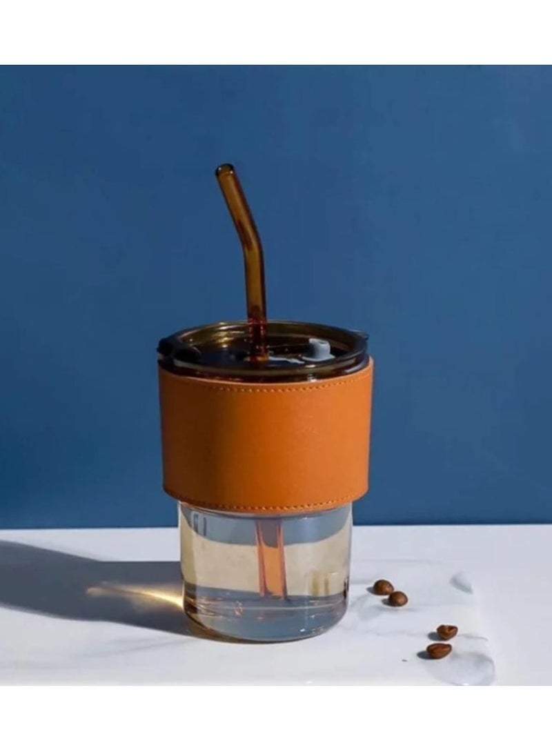كوب حراري مع غطاء وماصة زجاجية - قطعة واحدة - متعدد الألوان - Image 1