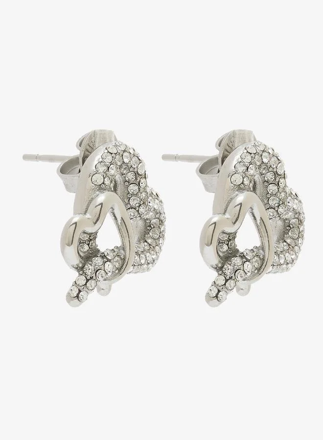 Heart Pave Studs Earrings