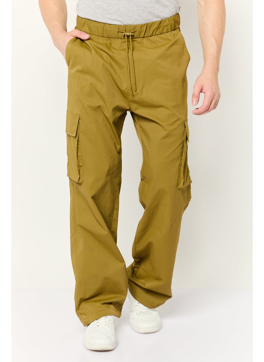 ESPRIT Men Regular Fit Plain Cargo Pants, Olive  - Image 1