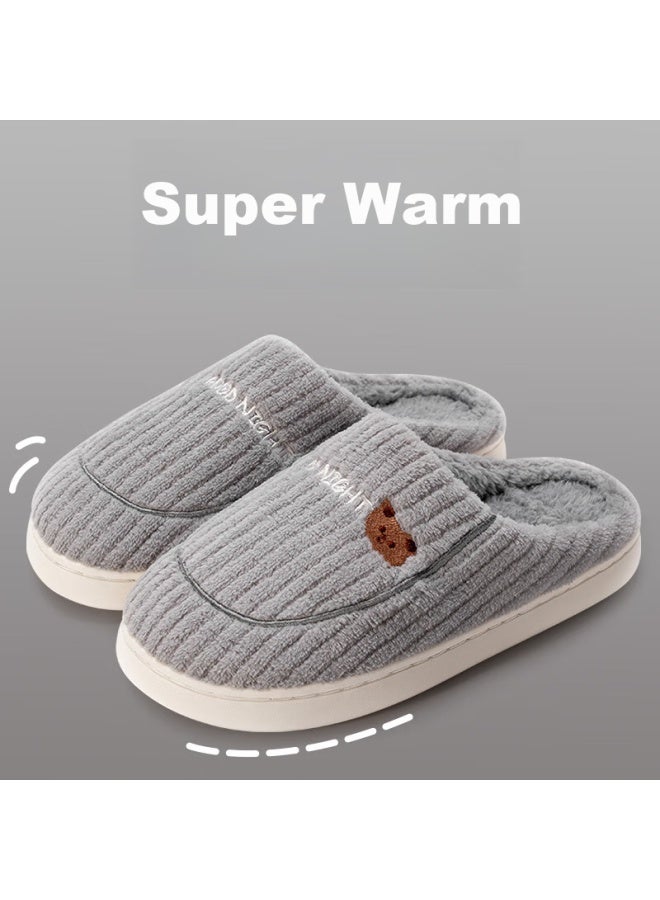Tzldn Men's Cotton Slippers, Non-slip Thick Sole, Indoor Warm Home Shoes, Autumn And Winter Double Cotton Shoes, Couple's Half-covered Cotton Shoes, Men's Style - Image 1