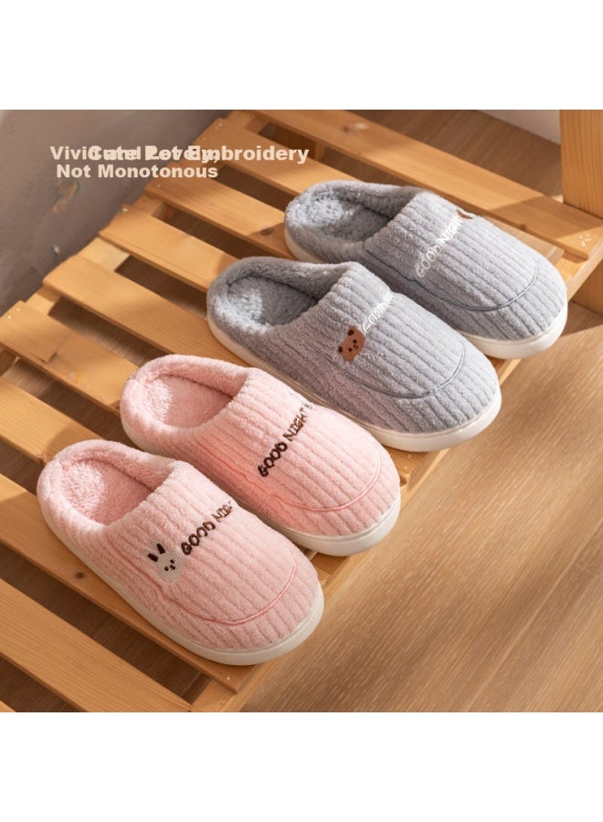 Tzldn Men's Cotton Slippers, Non-slip Thick Sole, Indoor Warm Home Shoes, Autumn And Winter Double Cotton Shoes, Couple's Half-covered Cotton Shoes, Men's Style - Image 2
