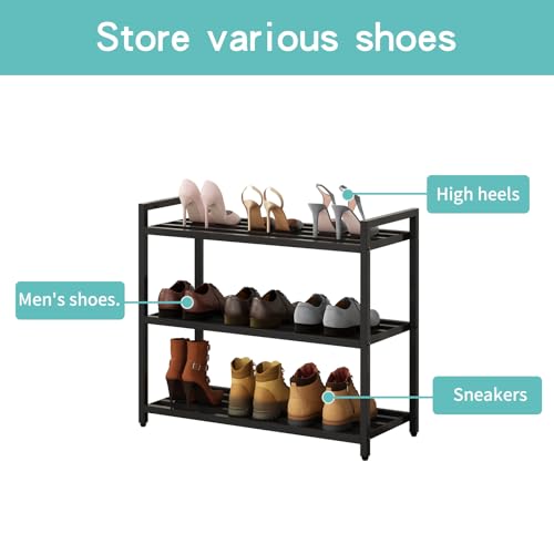 HOME CUBE 3-Tier Metal Shoe Rack for Home, Closet, Multipurpose Shelf Stand, Free Standing Shoe Racks, Easy Assembly Shoe Rack Stand, Kitchen Storage Rack, Bookshelf Storage Organizer - 70.5x25.5x61cm - Image 5