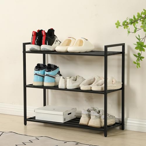HOME CUBE 3-Tier Metal Shoe Rack for Home, Closet, Multipurpose Shelf Stand, Free Standing Shoe Racks, Easy Assembly Shoe Rack Stand, Kitchen Storage Rack, Bookshelf Storage Organizer - 70.5x25.5x61cm - Image 2