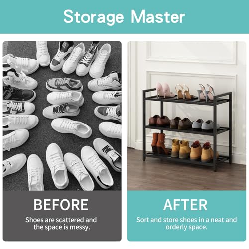 HOME CUBE 3-Tier Metal Shoe Rack for Home, Closet, Multipurpose Shelf Stand, Free Standing Shoe Racks, Easy Assembly Shoe Rack Stand, Kitchen Storage Rack, Bookshelf Storage Organizer - 70.5x25.5x61cm - Image 4