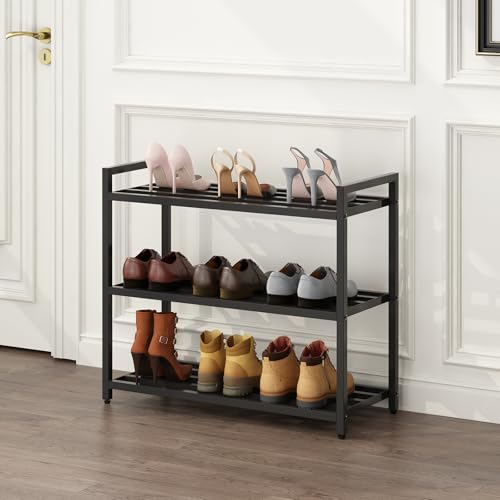 HOME CUBE 3-Tier Metal Shoe Rack for Home, Closet, Multipurpose Shelf Stand, Free Standing Shoe Racks, Easy Assembly Shoe Rack Stand, Kitchen Storage Rack, Bookshelf Storage Organizer - 70.5x25.5x61cm - Image 1