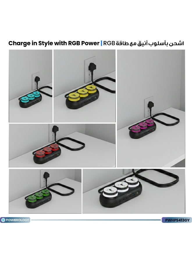باورولوجي محطة طاقة متعددة المنافذ بتقنية GaN مع 4 منافذ USB-C ومنفذ USB-A واحد، شحن Power Delivery بقدرة 140 واط، تقنية GaN عالية القدرة، شحن متعدد الأجهزة، ثلاثة مقابس تيار متردد AC - Image 2