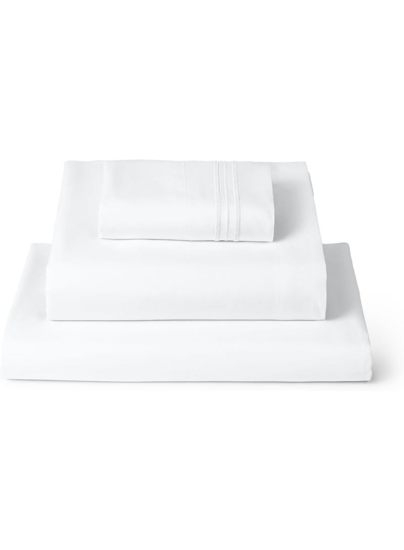 Mellanni Twin XL Sheets Set - 3 PC Iconic Collection Bedding - Hotel Luxury, Extra Soft, Cooling Bed Sheets - Wrinkle, Fade, Stain Resistant (Twin Extra Long, White) - Image 1