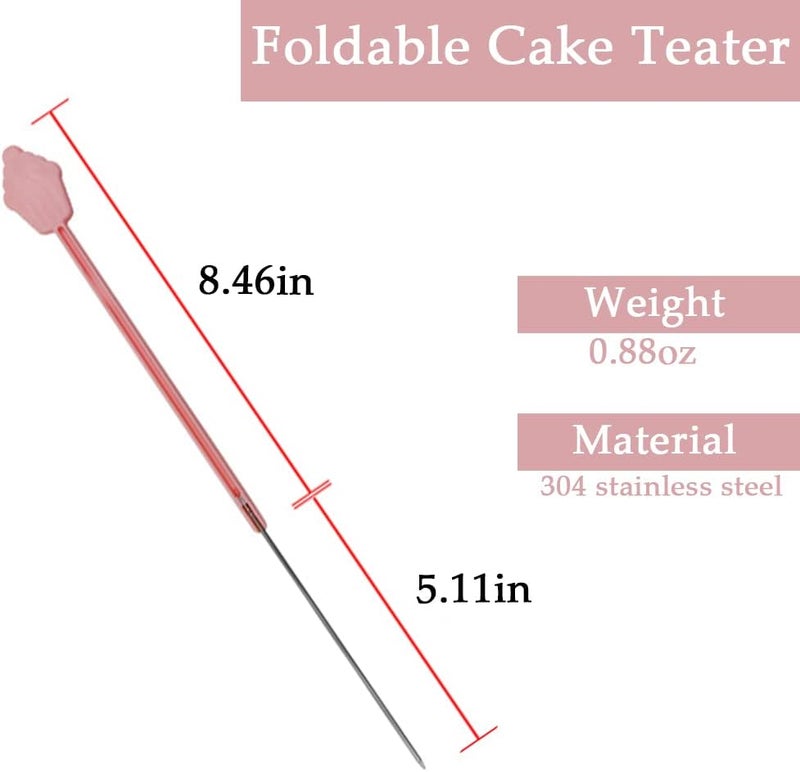 koofull Foldable Cake Tester for Baking Doneness Stainless Steel Needle Stick, Safe to Use, Folding Pasta Muffin Bread Tester, Baking Accessory - Image 3